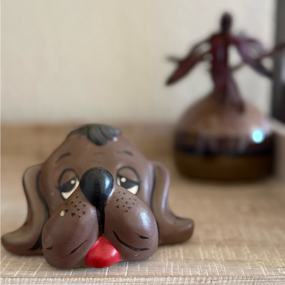 Vintage Brown Dog Head Ceramic Glasses Holder - Picture 2 of 9